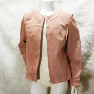 Bernardo Pink Suede Collarless Jacket
